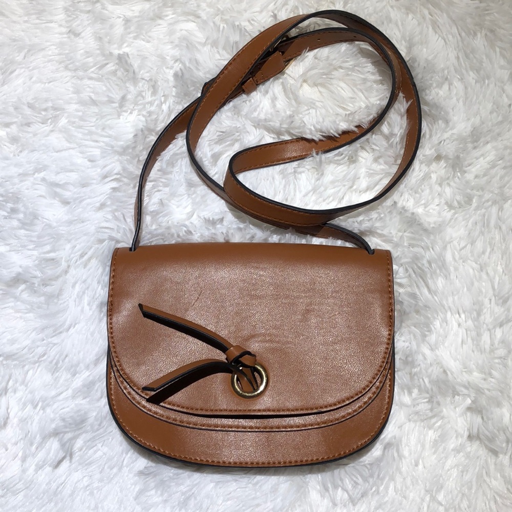 Brown Faux Leather Crossbody